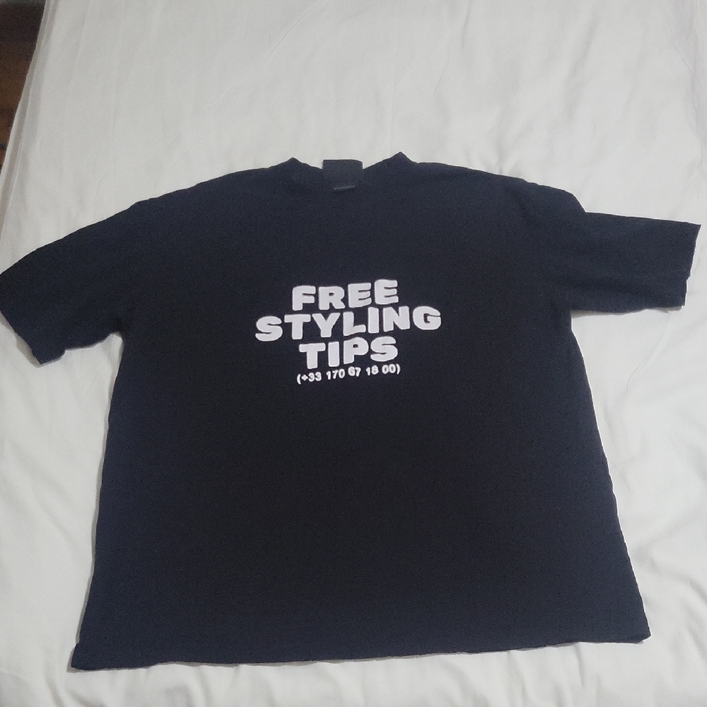 Balenciaga Black Tee with White Text